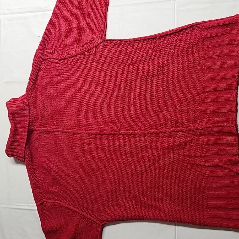 Rafaella Red Chunky Turtleneck Sweater Wool Blend Sz L